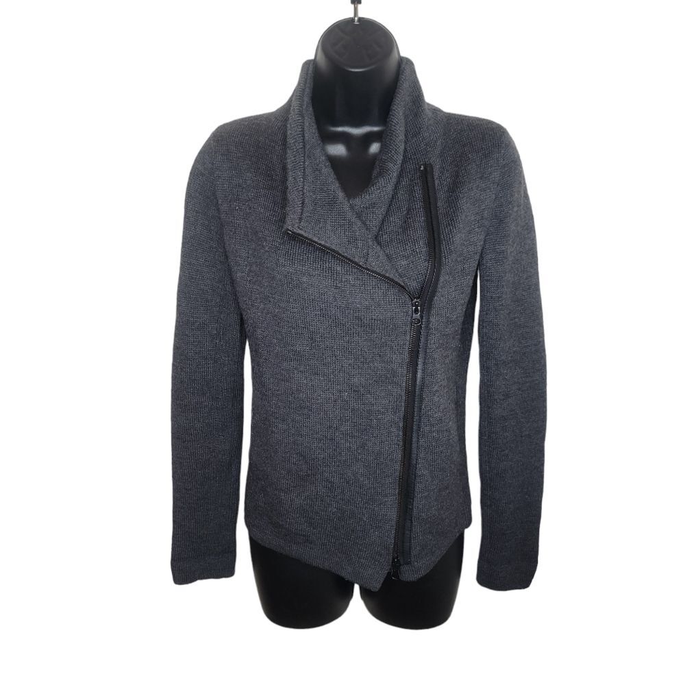 Vince Wool & Leather moto sweater cardigan size XXS